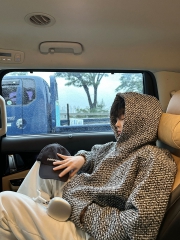 潮牌小香风连帽卫衣男春秋潮流重磅粗花呢宽松套头百搭长袖 上衣潮